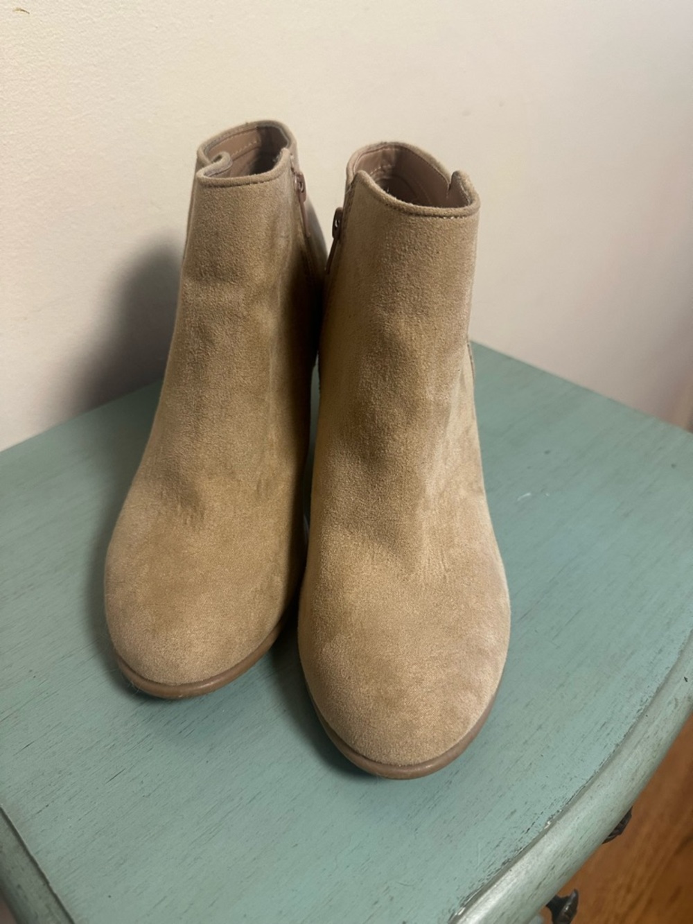 Old Navy Suede Ankle Booties in Light Tan